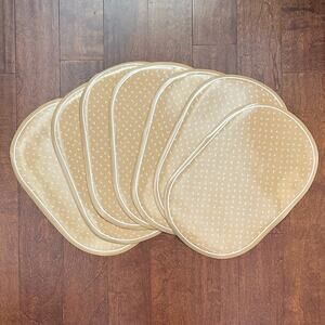 Vintage Kane Kraft Neutral Floral Patterned Tan Foam Vinyl Placemats, Set of 7